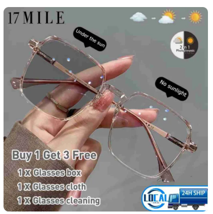 51% OFF 17 MILE Ultra light large frame photochromic anti-blue light HD glasses for men and women, popular and fashionable Douyin hot model Female Female