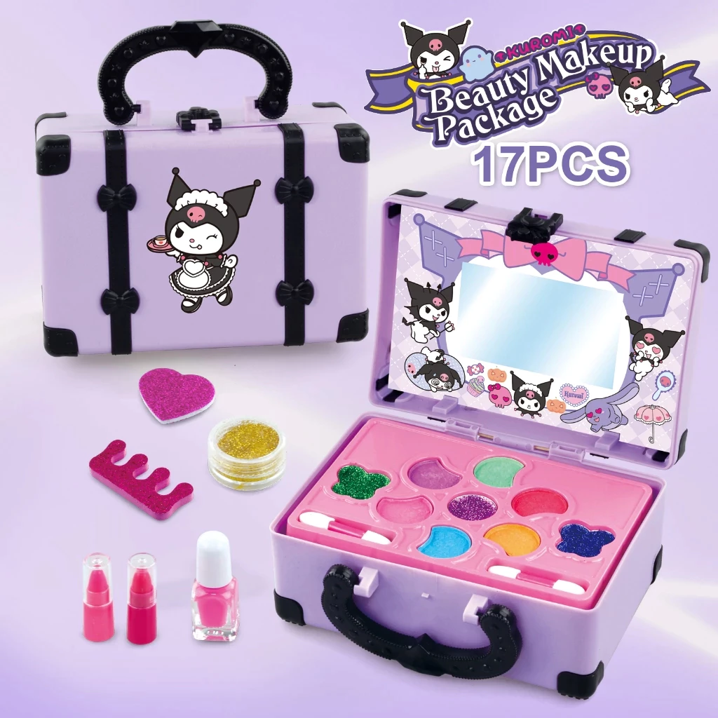 47% OFF Kuromi Makeup Toys for Kids Girls Real Makeup Kit Melody Makeup Toy Set Washable Non-toxic