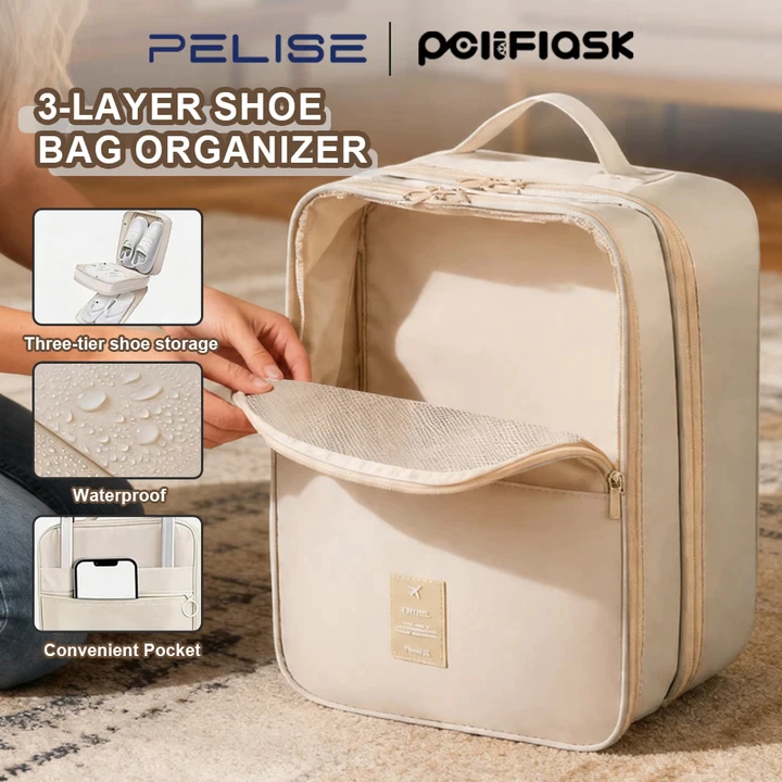 60% OFF Pelise 3-Layer Shoe Bag Organizer Foldable Travel Bag Waterproof Dustproof Luggage Storage Bag