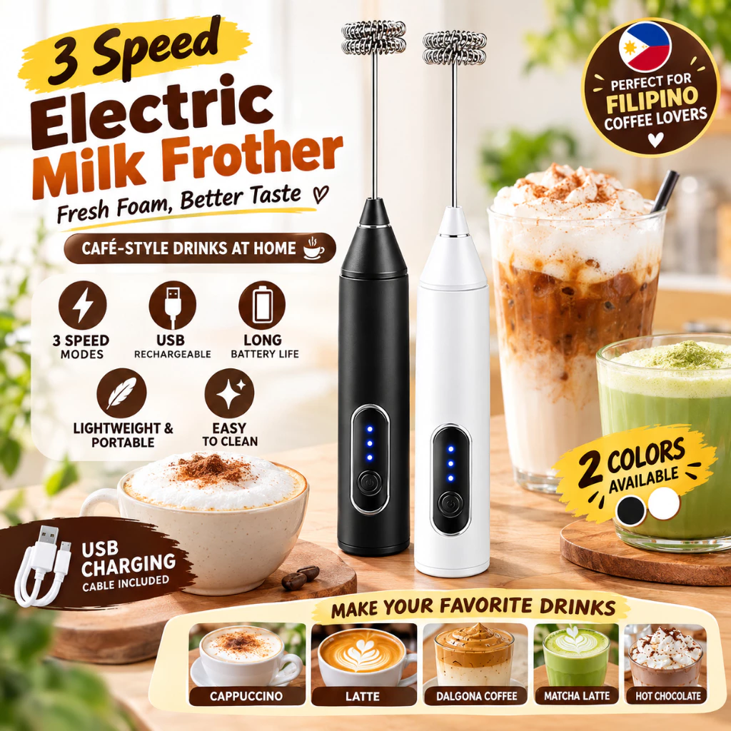 28% OFF Rechargeable Electric Milk Mixer 3-Speed Handheld Mixer, Coffee Mixer, USB Rechargeable Foam Maker