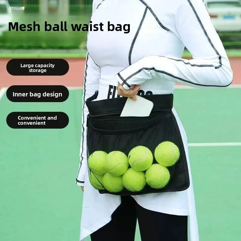 75% OFF Tennis Pickle Ball Training Storage Bag, Can Hold 8 Balls, Adjustable Mesh Sports Waist Bag, Can Hold Multiple Balls