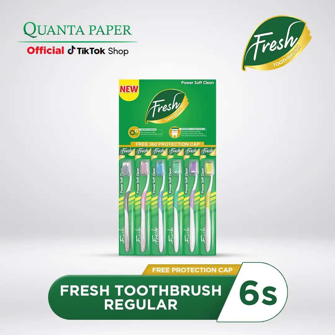 30% OFF FRESH TOOTHBRUSH - 6 PCS - Power Soft Clean Fresh Oral Care with Free 360 Protection Cap