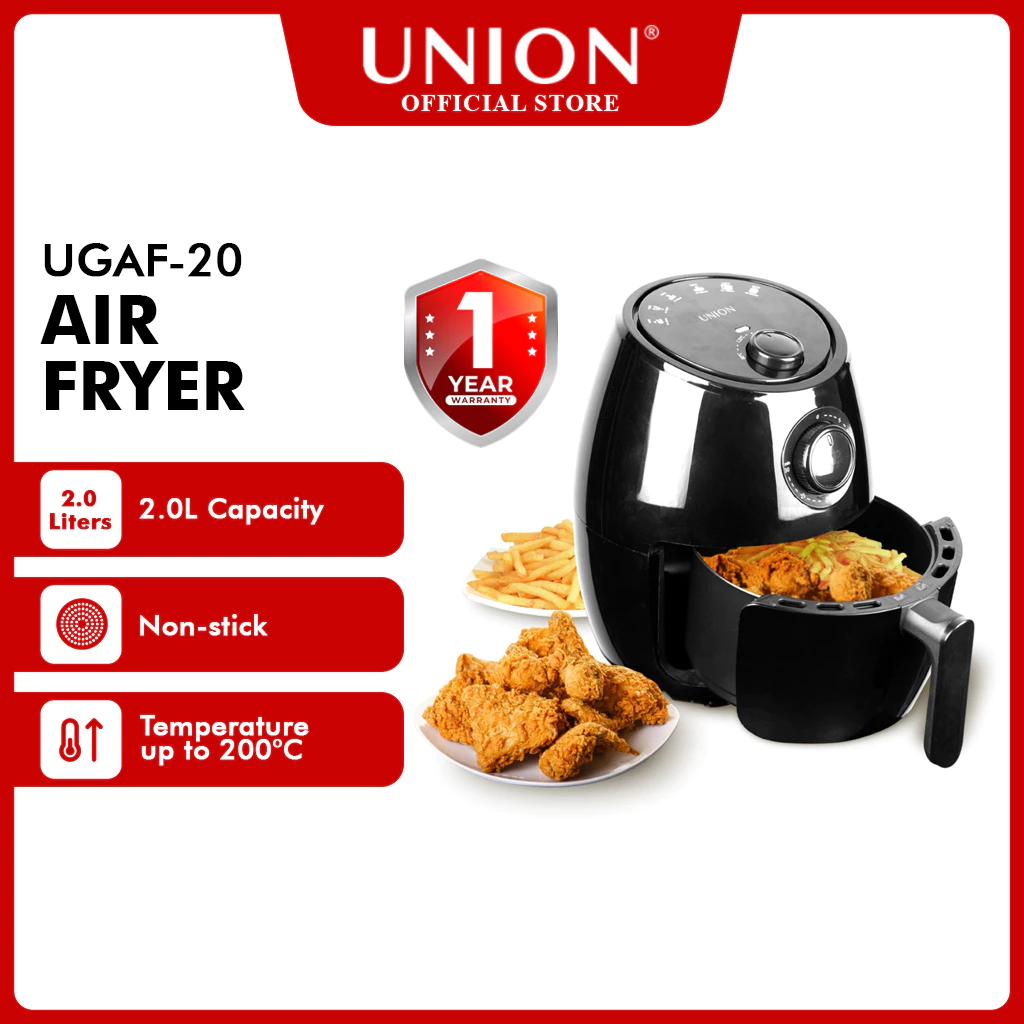 34% OFF Union Air Fryer 2L Capacity | Adjustable temperature w/ timer | non-stick coating fryer pan UGAF-20