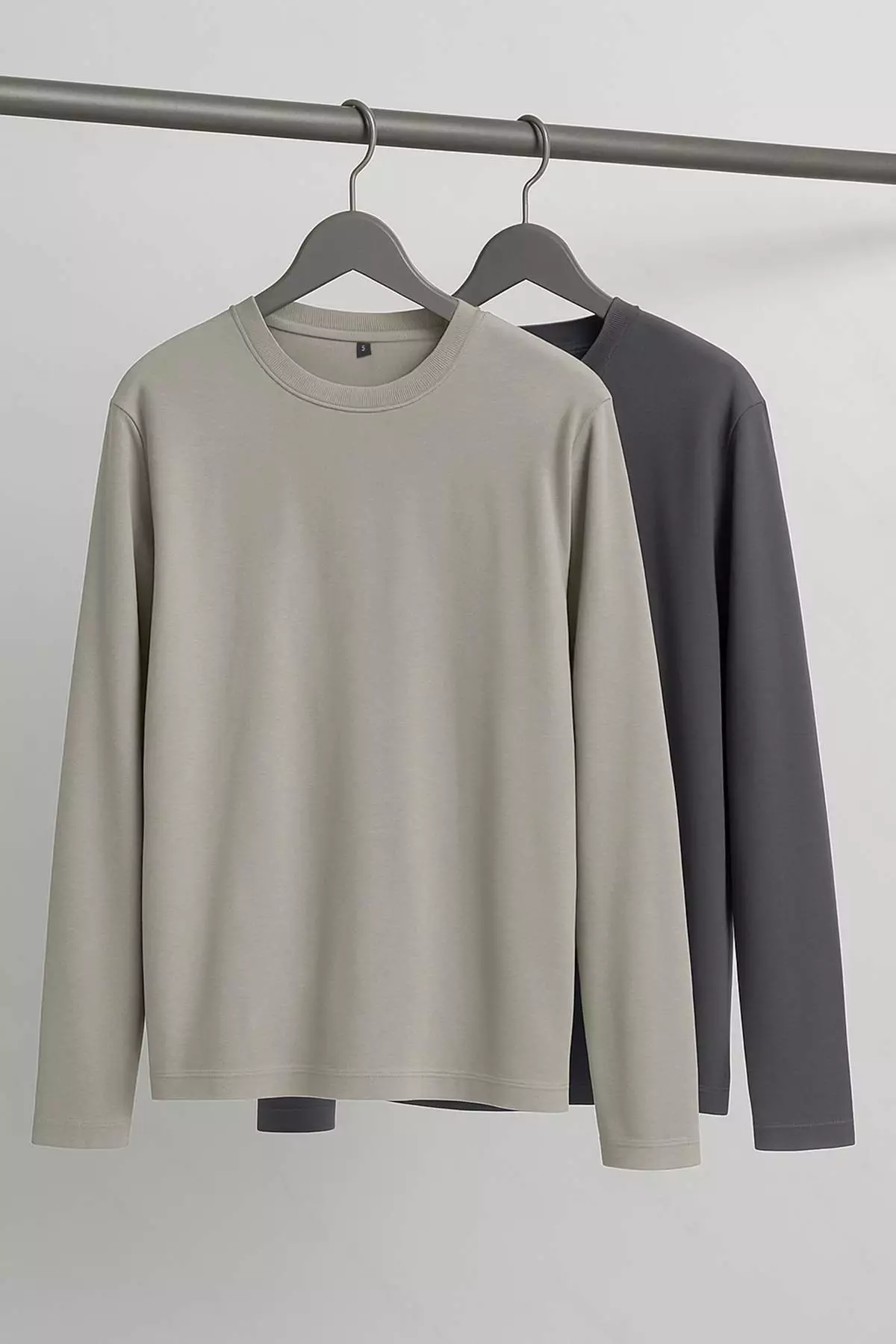 55% OFF Trendyol Anthracite-Grey 2 Pack 100% Cotton Long Sleeve Regular/Regular Fit T-Shirt Tmnaw24Ts00001