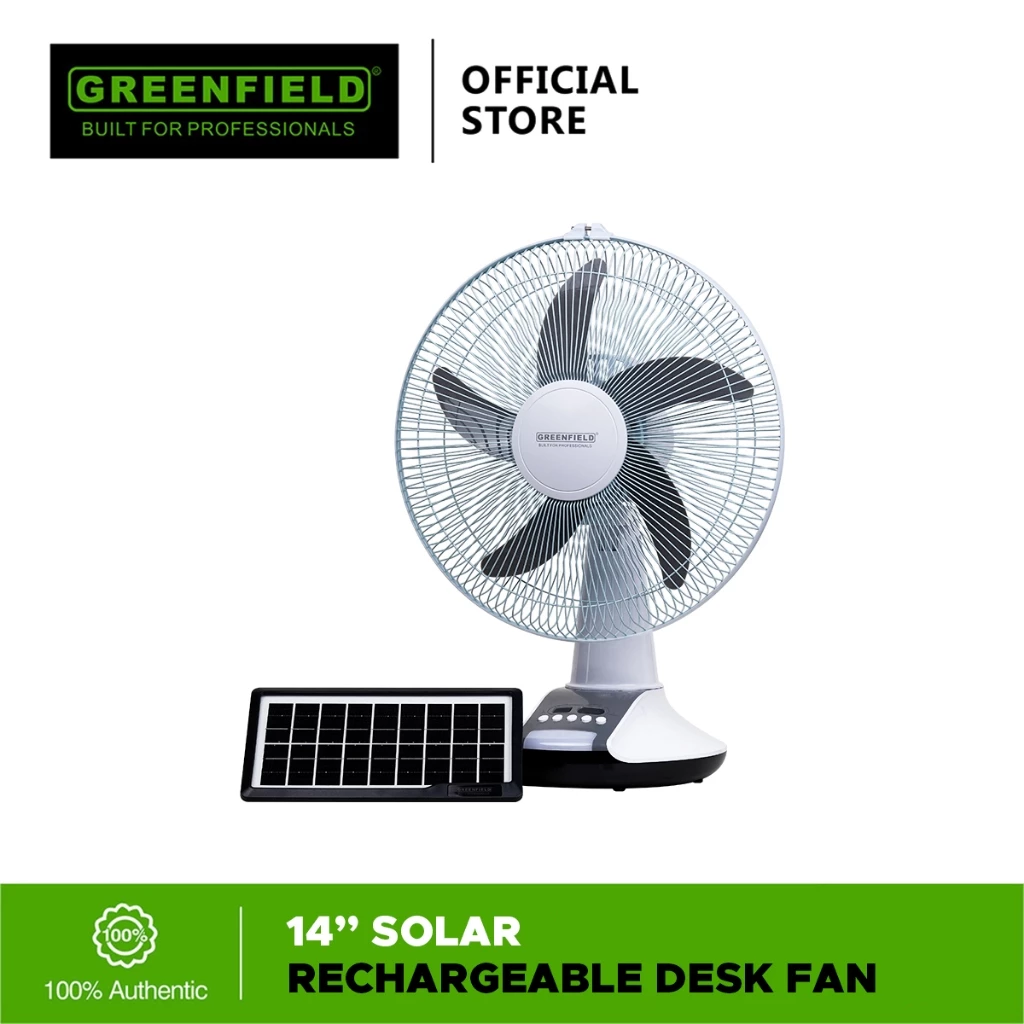 50% OFF Greenfield 14'' Solar Rechargeable Desk Fan