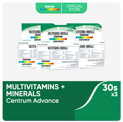 8% OFF Centrum Advance 30s x3 Multivitamins + Minerals for Healthy Heart & Eyes; Energy & Immunity