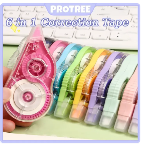 50% OFF Protree 6 In 1 Correction Tape 72M Correction Set School Supplies Office Supplies