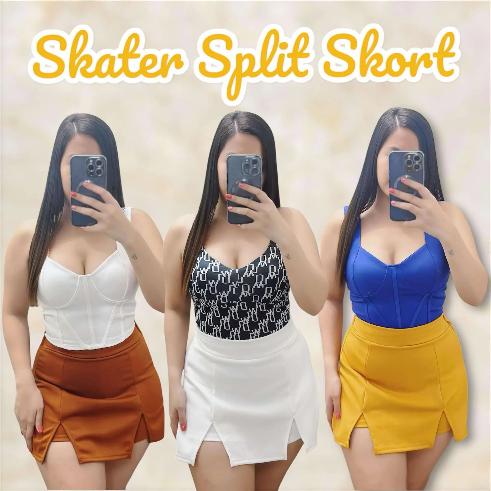 27% OFF Skater Split Skort Highwaist Neoprene Spandex Fabric S-3XL Regular Size and Plus Size Women Skirt Bottom Comfort