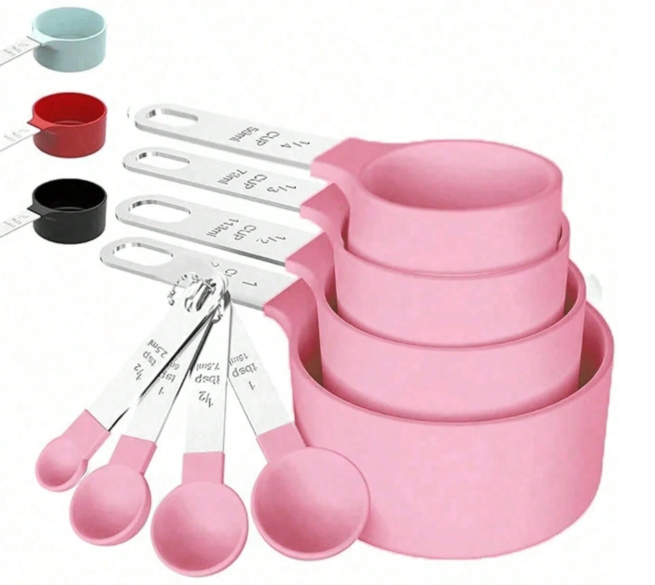 5% OFF 8pcs Measuring Cups & Spoons Set, Stackable Cups And Spoons, Nesting Measure Cups With Stainless Steel Handle, Kitchen Gadgets For Cooking & Baking