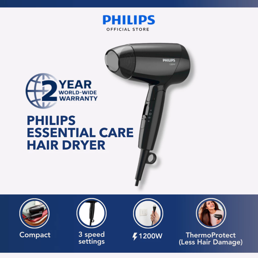 35% OFF Philips EssentialCare Hair Dryer with ThermoProtect Technology(Foldable Blower, Hair Care, Fast Dry)