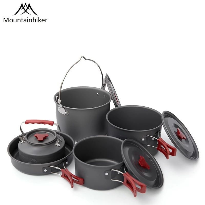 66% OFF Mountainhiker Cookware 3pcs/4pcs/5pcs Kettle Pot Cooking Set Free Storage Bag Outdoor Camping Picnic