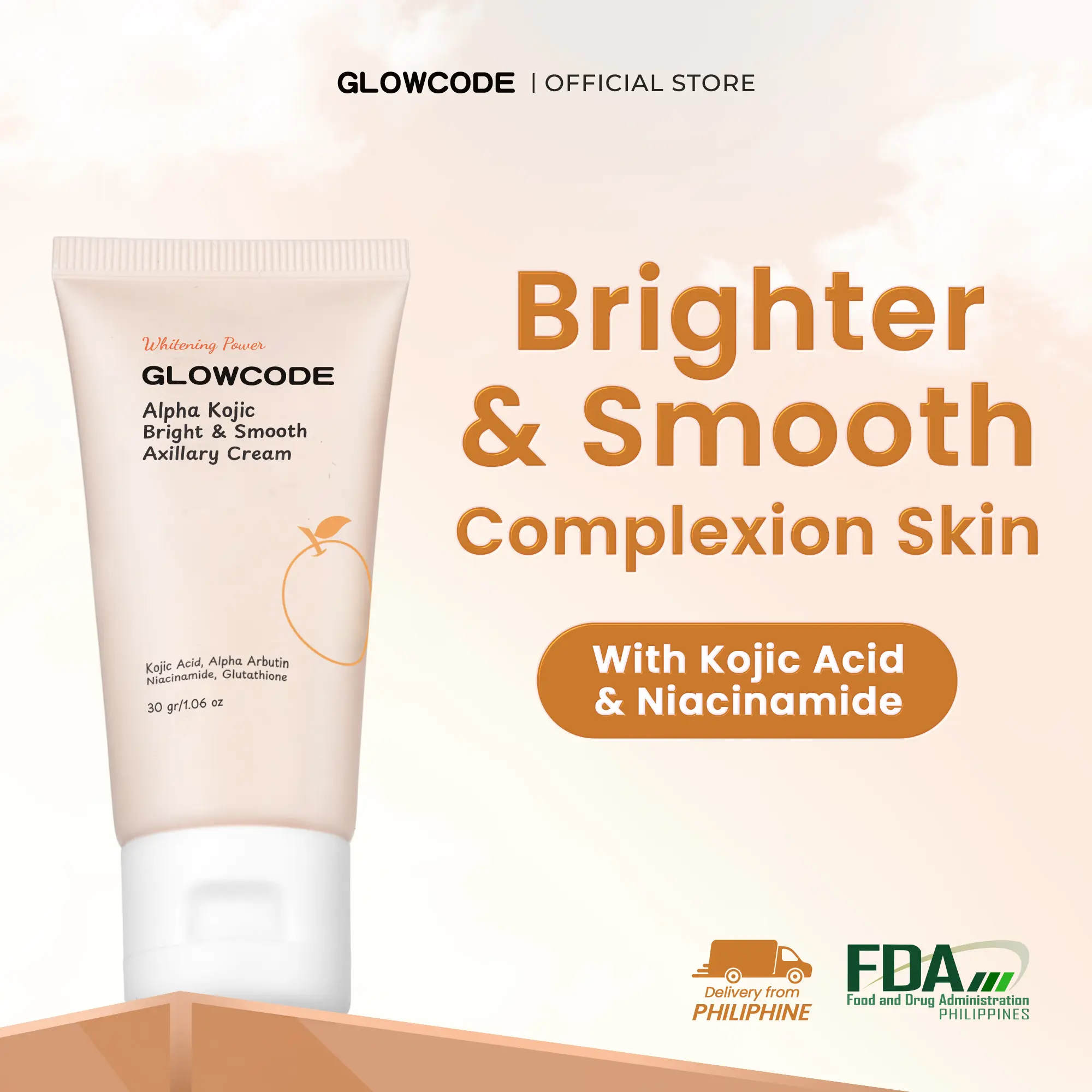 42% OFF Glowcode Alpha Kojic Bright & Smooth Axillary Cream 30g – Gentle Daily Underarm & Body Moisturizer with Kojic Acid, Alpha Arbutin, and Niacinamide to Brighten, Lighten Dark Spots, Smooth, Hydrate, Safe for Sensitive Skin Hydrating Whitening