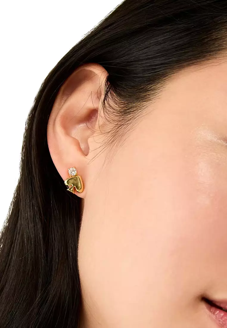 53% OFF Kate Spade Everyday Spade Stone Studs Earrings in Clear/ Gold KK008