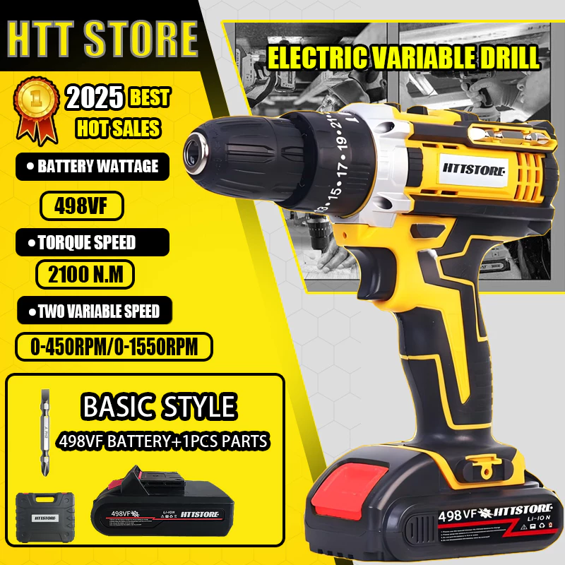 61% OFF Cordless Hammer Drill Driver Impact Drill Hand Drill With Free Three 498V Batteries 32pcs Set COD