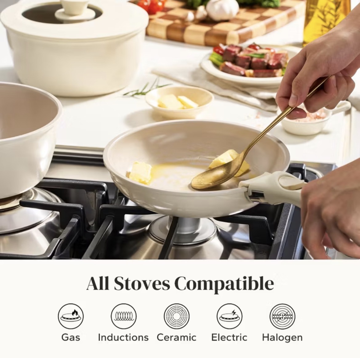 68%OFF ￼Redchef Nonstick Ceramic Rock Cookware Set Handle Removable 9Pcs No PFAS& PTFE& PFOA  Suitable for All Stoves