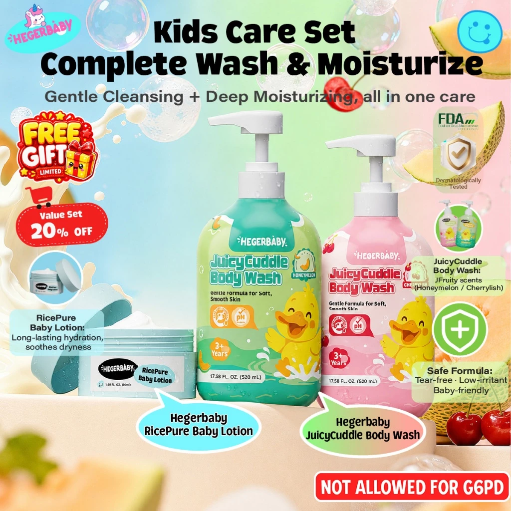 55% OFF Hegerbaby Soap Liquid Body Wash + Baby Lotion - Soothe Prickly Heat Gently Cleanses Cares Kids