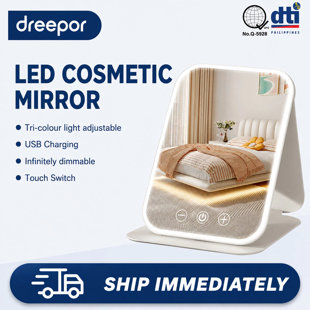 68% OFF Dreepor LED Mirror Makeup With 3 Light Touch Switch Control Rechargeable Brightness Portable Vanity