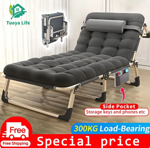 63% OFF Tuoya Folding Bed Portable Bed Single Bed With Foam Foldable Chair Thick Support 300KG Sofa Foldable Bed Outdoor Adjustable Brand New Folding Office Sleep Bed Easy To Carry Multifunction Without Installation Sitting, Leaning, Lying, Freely Does So