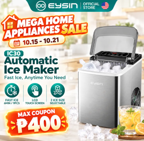 61% OFF EYSIN IC30 Stainless Steel Automatic Ice Maker Machine Portable Fast Ice Machine 2.2L Water Tank 12KG/24H