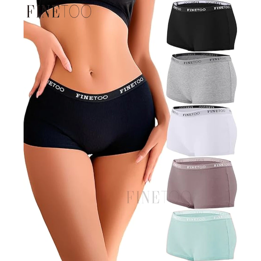69% OFF FINETOO Cotton Boxer Panty for Women soft and comfortable Briefs Solid Color Lingerie