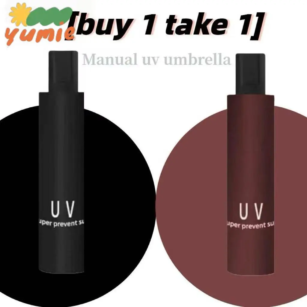 YUMIE  [Buy 1 Take 1] High-Quality UV Manual Umbrella Sun & Rain Protection Black Cover Super Prevent Sun Manual Operation Dual Protection
