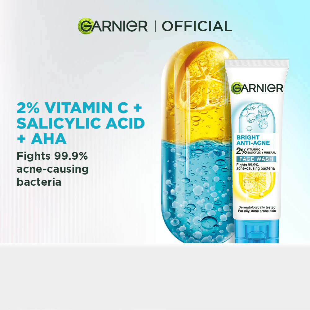 14% OFF Garnier Bright Complete Vitamin C Anti-Acne 3-in-1 Cleanser 50/100 ml - Anti Acne Cleanser, Skincare