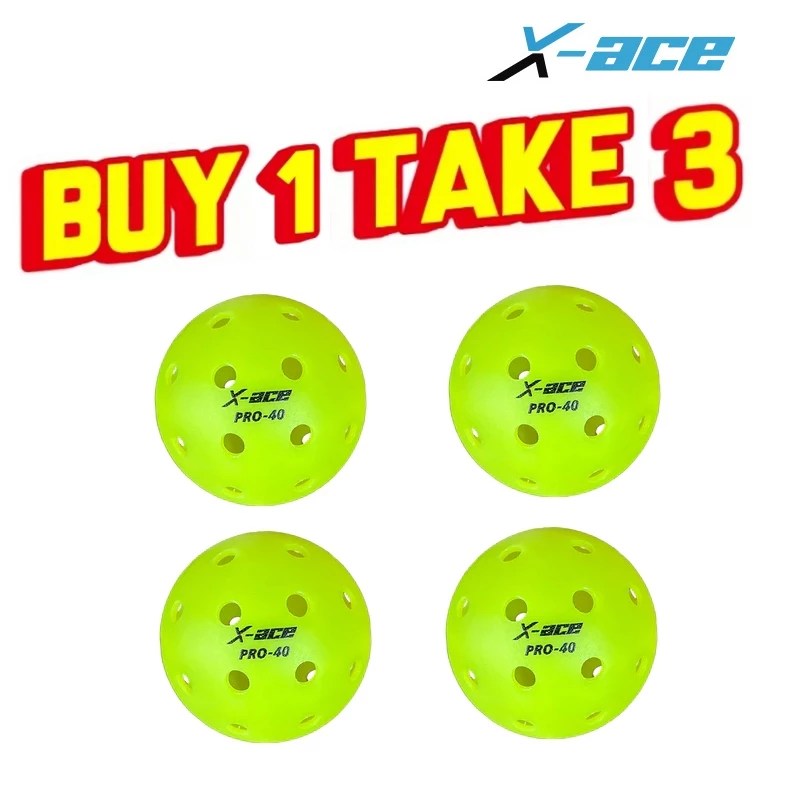 70% OFF Buy 1 Take 3 X-ace Pro-40 Pickleball Balls 40 Holes Outdoor Indoor Training Perfectly Balanced COD