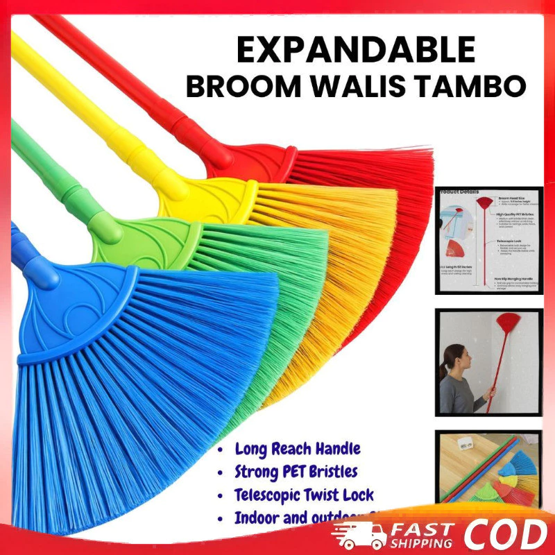 50% OFF （No Handle）Long Handled Strong Broom Head, Replaceable Plastic Broom Head, Floor and Ceiling Cleaning Broom Head