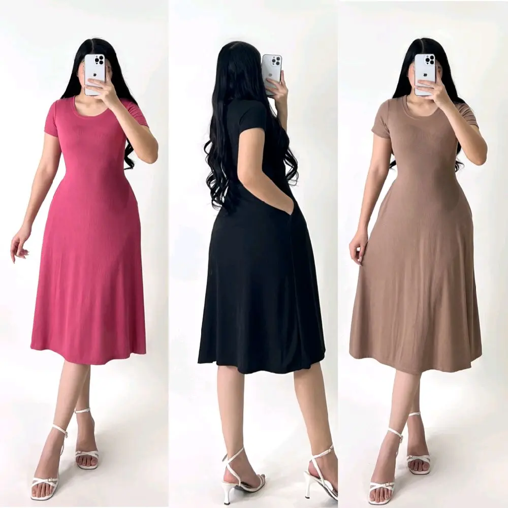 23% OFF GIC - XIA Premium Cotton Knitted Mid-Length Dress Comfy Chic Elegant Everyday Use Casual Wear