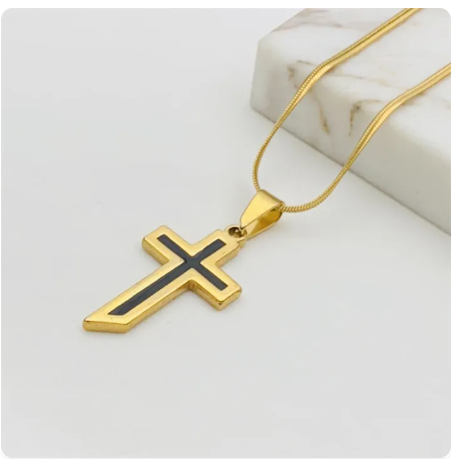 80% OFF 18K Gold Stainless Steel Cross Necklace For Unisex