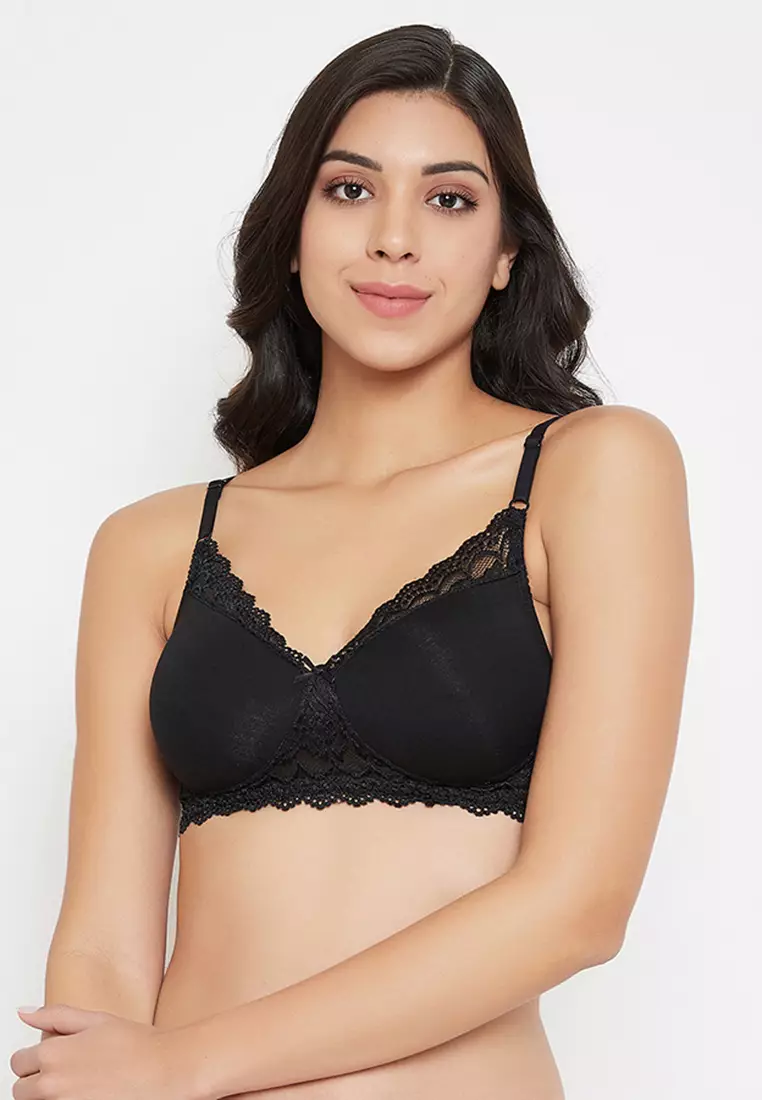 90% OFF CLOVIA Padded Non-Wired Full Coverage T-shirt Bra in Black