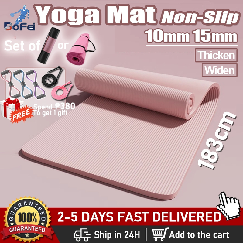54% OFF【FREE GIFT】15MM NBR Yoga Mat Non Slip Exercise Workout Mat Widening&Thickening