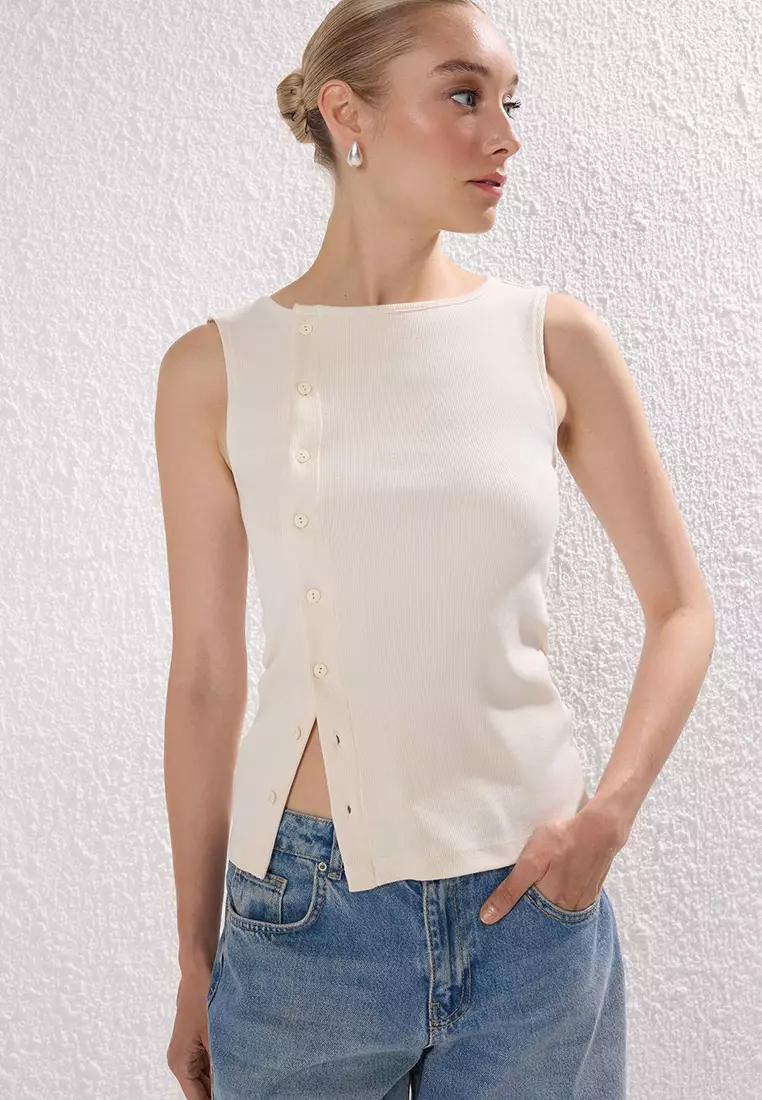 25% OFF Trendyol Stone Knitted Blouse Twoss25Bz00394