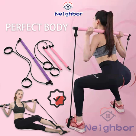 33% OFF Yoga Pilates Bar Kit Portable Gym Exercise Resistance Band Elastic Home Pilates Bar Stick Fitness