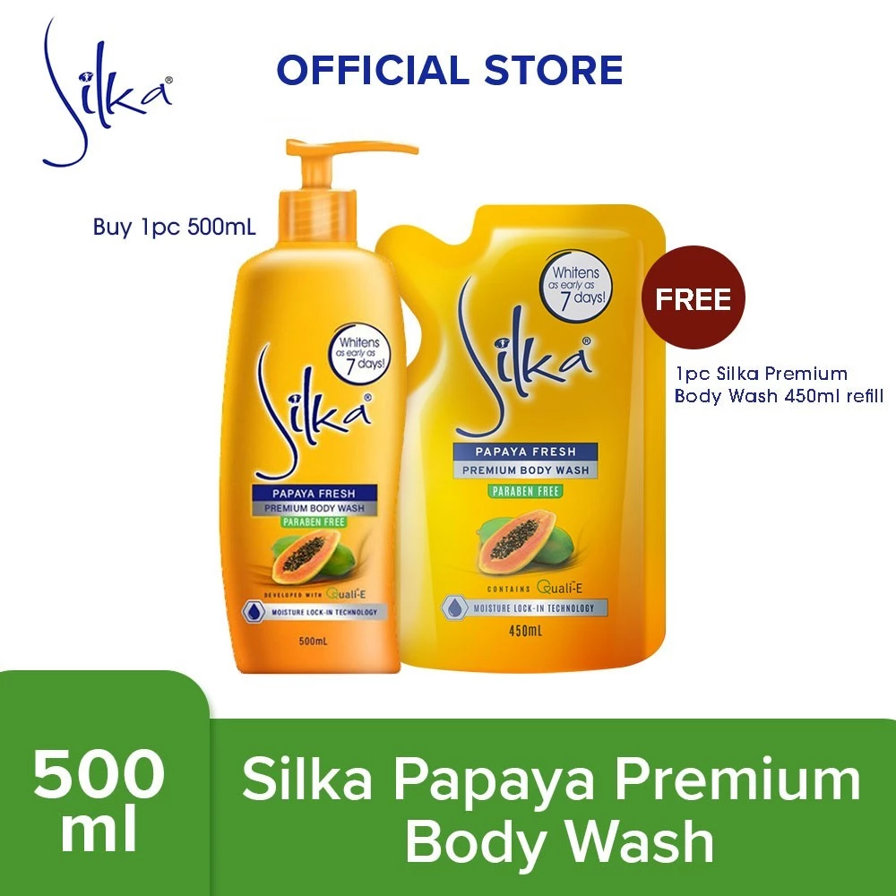 40% OFF Silka Premium Body Wash Papaya FRESH 500mL Free 450ml