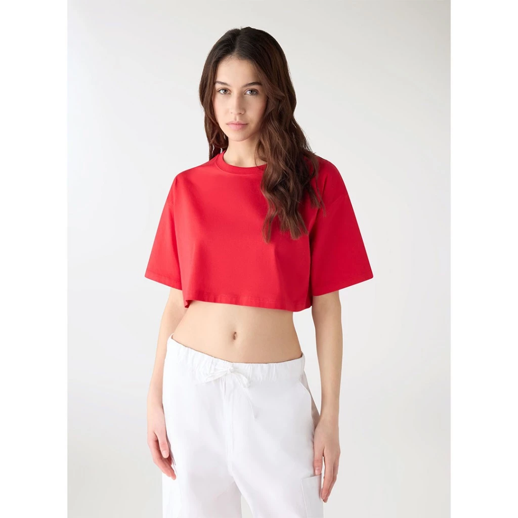 56% OFF Terranova Solid Colour Crop Top T-shirt
