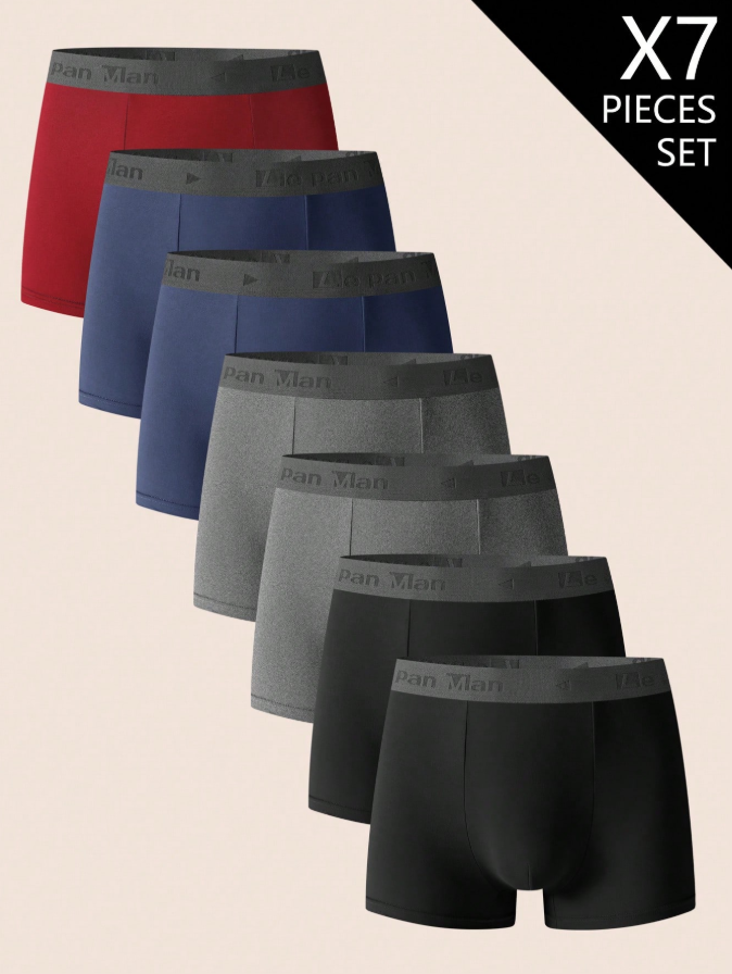 15% OFF EverLounge 7pcs/Pack Men's Letter Waistband Casual Comfortable Boxer Briefs