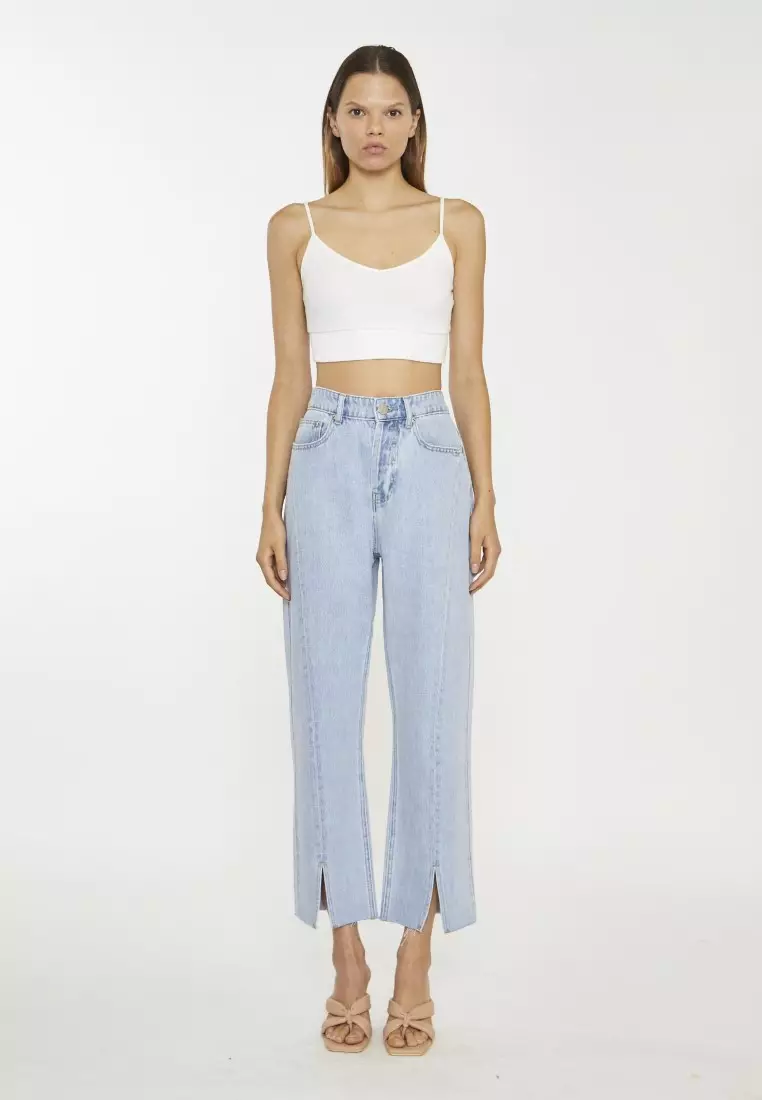 50% OFF Glamorous Split Ankle Straight Leg Jeans