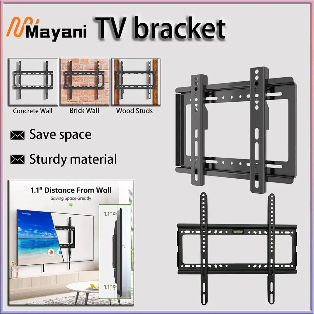 53% OFF Universal TV Wall Mount Bracket PL10 & PL12 for 14-42" & 26-63" LED LCD TVs with Integrated Locking System Black Save Space Sturdy Material