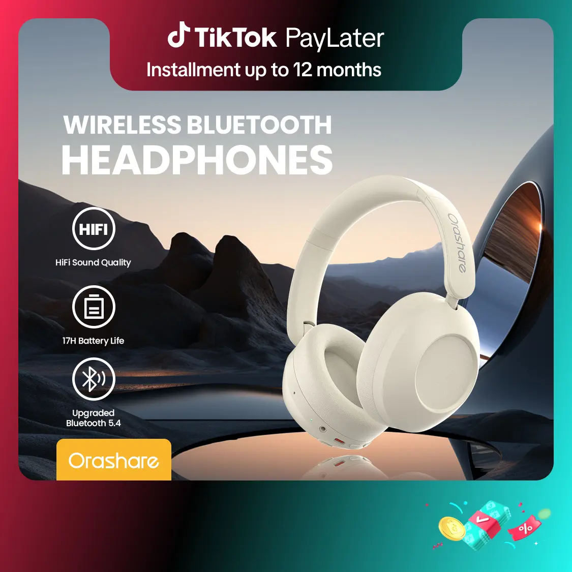 67% OFF Orashare HS03 Wireless Headphones  Audio HIFI  Folding  Earbud  Over-Ear Headset Budget Over-Ear With Mic BT 5.4 For Students Travel