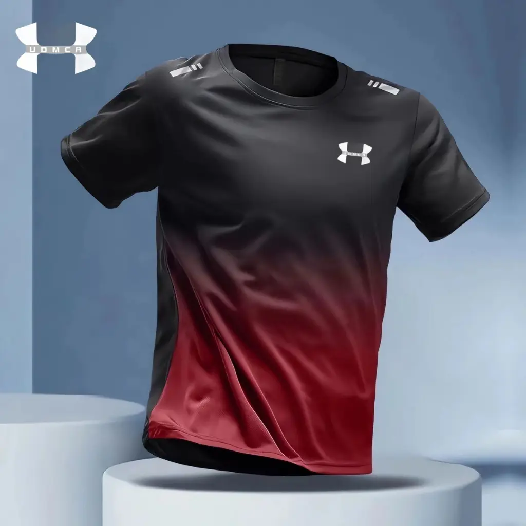 52% OFF Sports T-Shirt Elastic Gradient Color Fitness Suit Casual Top 6-Color Summer For Men Short Sleeved Quick Drying