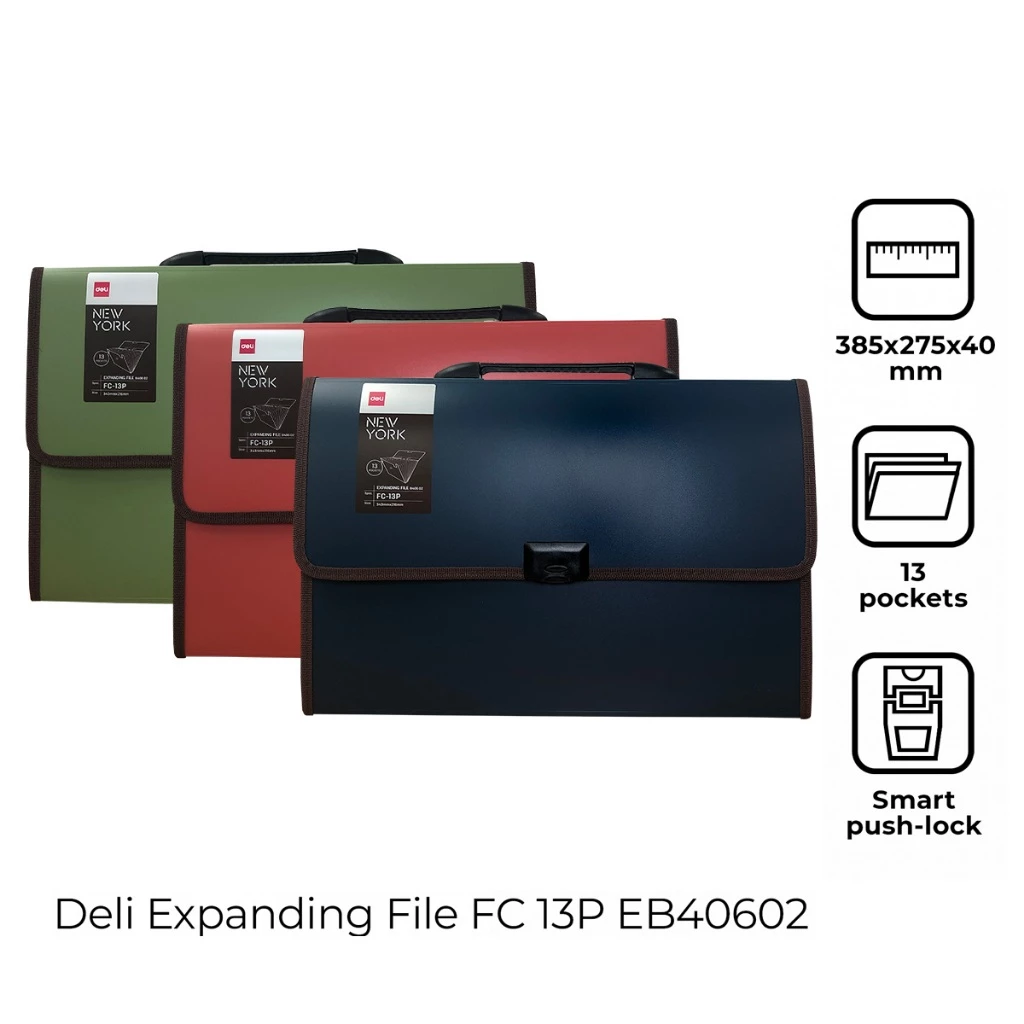 18% OFF Deli EB40602 File & Folder Expanding File FC 13P (1PC) [7518B40602]