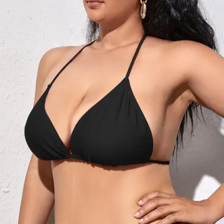 50% OFF MID AND PLUS SIZE SINGLE SWIMMING HALTER TOP (TOP ONLY/PADDED)