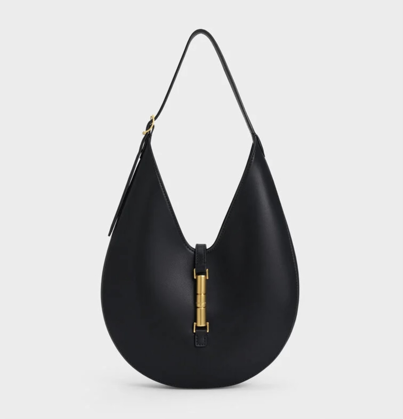 20% OFF CHARLES & KEITH Cesia Metallic Accent Hobo Bag - Black