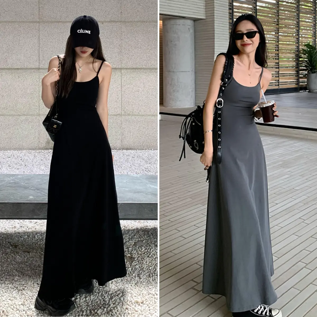 48% OFF Hotgirl Spaghetti Straps Slim Fit Solid Cololr Long Dress Normcore Style Inner Slip Basic High-waisted Women's Dress