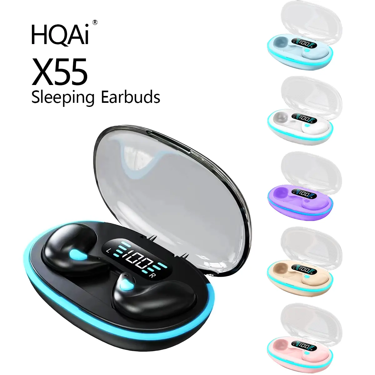 88% OFF HQAi X55 Sleeping Earbuds with Hi-Fi Stereo Sound Waterproof Build-in Mic Noise Cancelling For iPhone For Andriod Touch Control Earphones 3 Freebies (Gaming finger cots+Lanyard+Stickers)