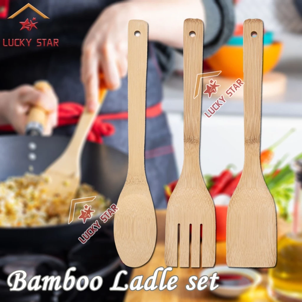 20% OFF 2in1/3in1 Bamboo Kitchen Ladle Sets Bamboo Spatula Spoon And Turners Bamboo Cooking Utensils