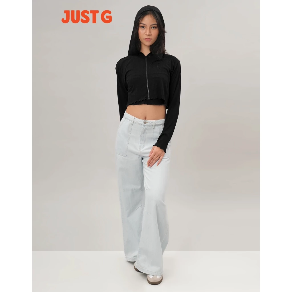 60% OFF Just G Cropped Boxy Hoodie with Lettuce Edge