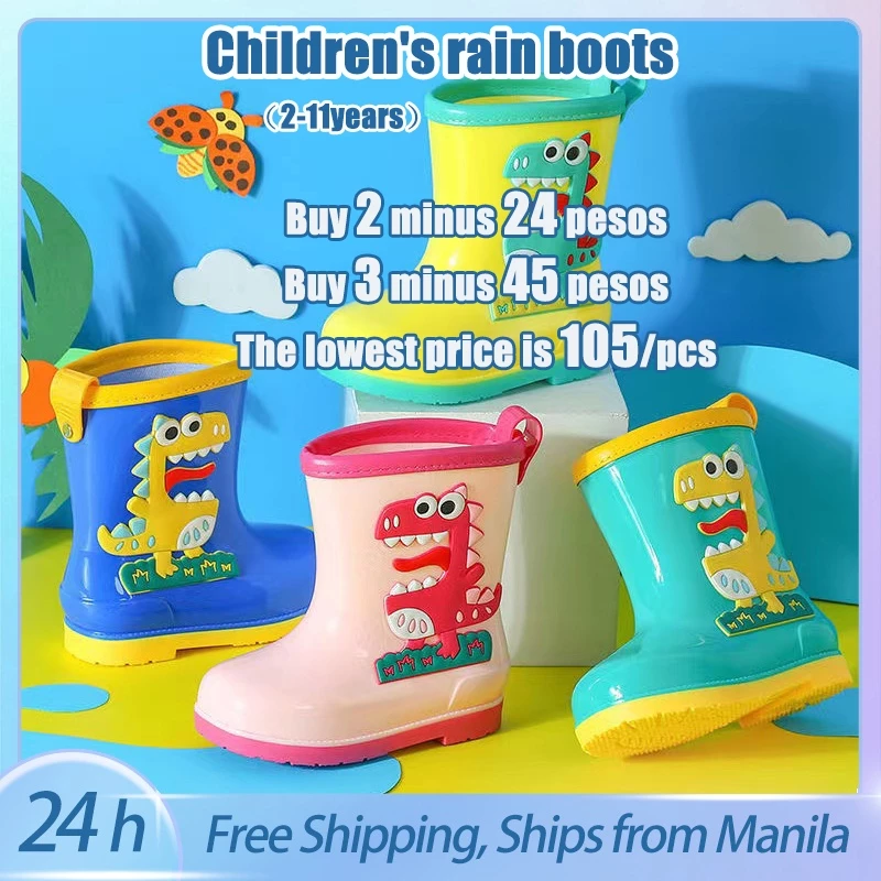 70% OFF High Quality 2-11 Yrs Old Rain Boot for Kid Shoe for Boy Girl Waterproof Non-Slip Pink Blue Dinosaur Rainboots