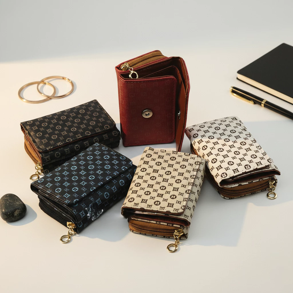 51% OFF Korean Style PU Leather Trifold Womens Wallet With Coin pocket Black wallet L:12cm H:9cm W:4cm